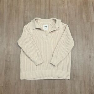 Aerie Cream V-Neck Women's Knit Sweater Size M